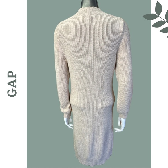 Gap V Neck Sweater Dress Long Sleeve Ribbed Midi Pale Pink Grey Size Extra Small - Picture 5 of 10